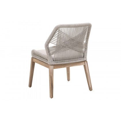 Essentials Woven Loom Outdoor Dining Chair, Set of 2 - Taupe White Gray Teak
