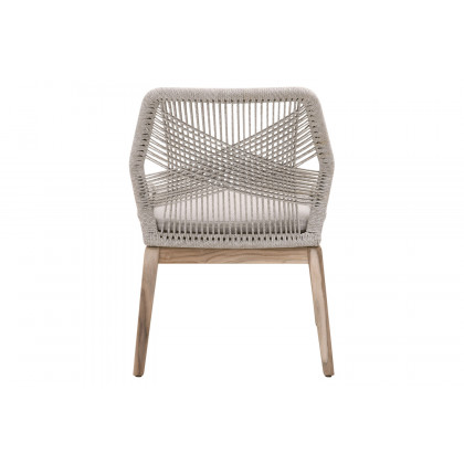 Essentials Woven Loom Outdoor Dining Chair, Set of 2 - Taupe White Gray Teak