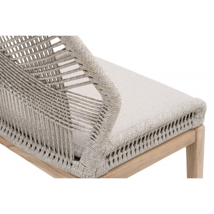 Essentials Woven Loom Outdoor Dining Chair, Set of 2 - Taupe White Gray Teak