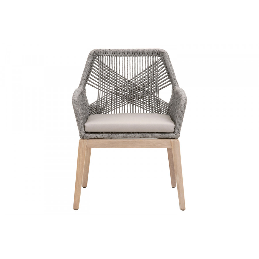 Essentials Woven Loom Outdoor Arm Chair, Set of 2 - Platinum Gray Teak