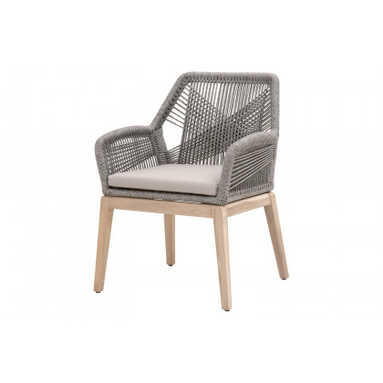 Essentials Woven Loom Outdoor Arm Chair, Set of 2 - Platinum Gray Teak