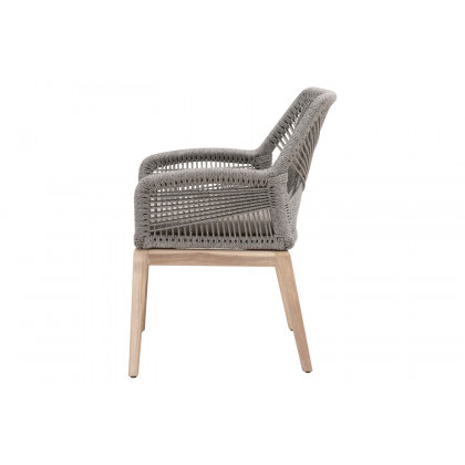 Essentials Woven Loom Outdoor Arm Chair, Set of 2 - Platinum Gray Teak
