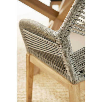 Essentials Woven Loom Outdoor Arm Chair, Set of 2 - Platinum Gray Teak
