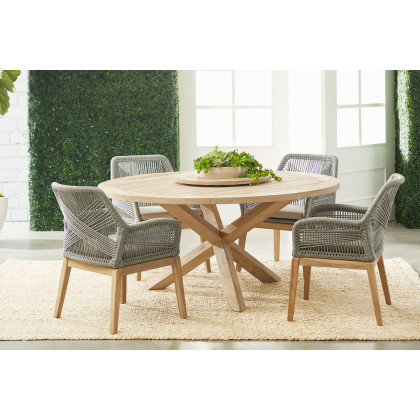 Essentials Woven Loom Outdoor Arm Chair, Set of 2 - Platinum Gray Teak