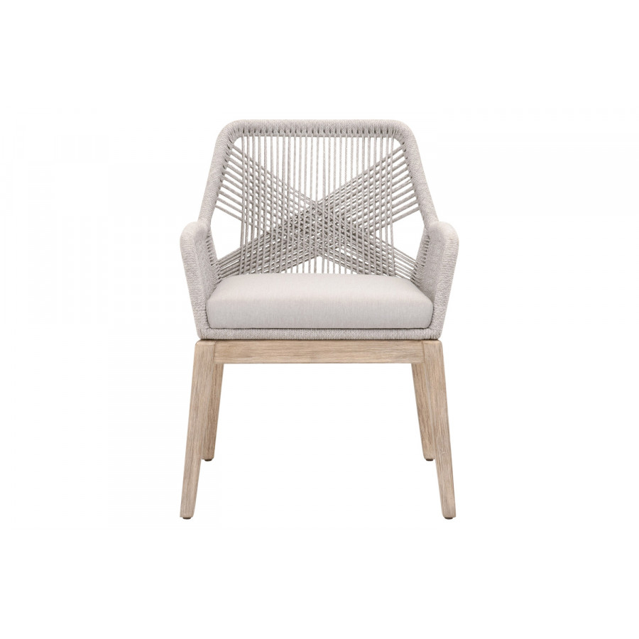 Essentials Woven Loom Arm Chair, Set of 2 - Taupe Fixed Seat