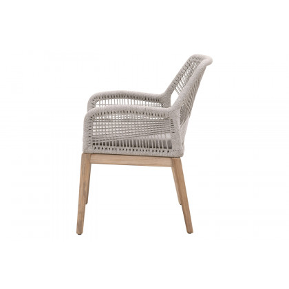 Essentials Woven Loom Outdoor Arm Chair, Set of 2 - Taupe White Gray Teak