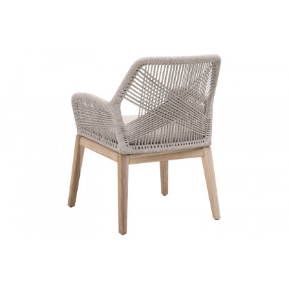 Essentials Woven Loom Outdoor Arm Chair, Set of 2 - Taupe White Gray Teak