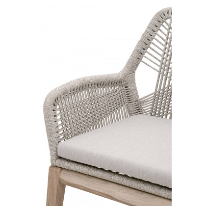 Essentials Woven Loom Outdoor Arm Chair, Set of 2 - Taupe White Gray Teak