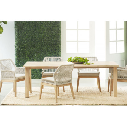 Essentials Woven Loom Outdoor Arm Chair, Set of 2 - Taupe White Gray Teak