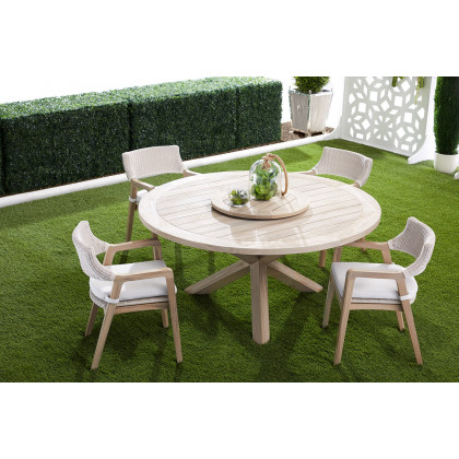 Essentials Woven Lucia Outdoor Arm Chair - Pure White Synthetic Loom