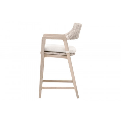 Essentials Woven Lucia Outdoor Counter Stool - Pure White Synthetic Loom