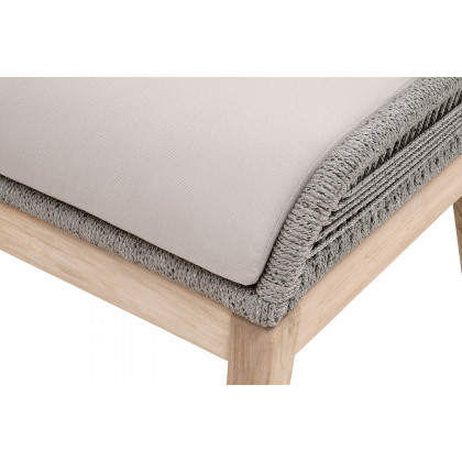 Essentials Woven Loom Outdoor Footstool - Platinum and Gray Teak Reinforced