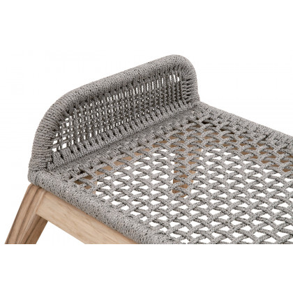 Essentials Woven Loom Outdoor Footstool - Platinum and Gray Teak Reinforced