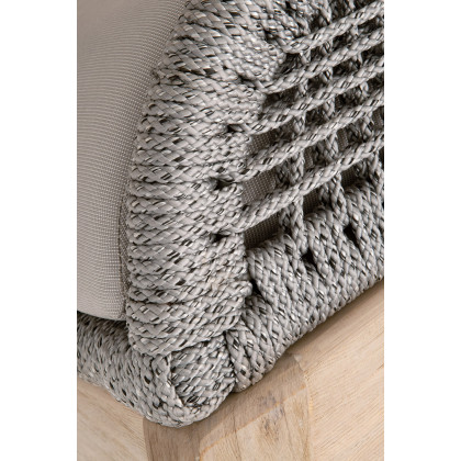 Essentials Woven Loom Outdoor Footstool - Platinum and Gray Teak Reinforced