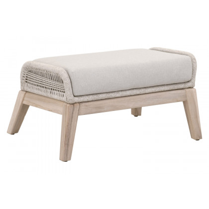 Essentials Woven Loom Outdoor Footstool - Taupe