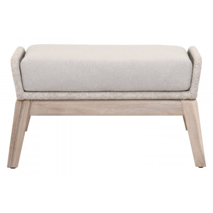 Essentials Woven Loom Outdoor Footstool - Taupe