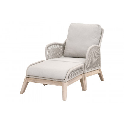 Essentials Woven Loom Outdoor Footstool - Taupe