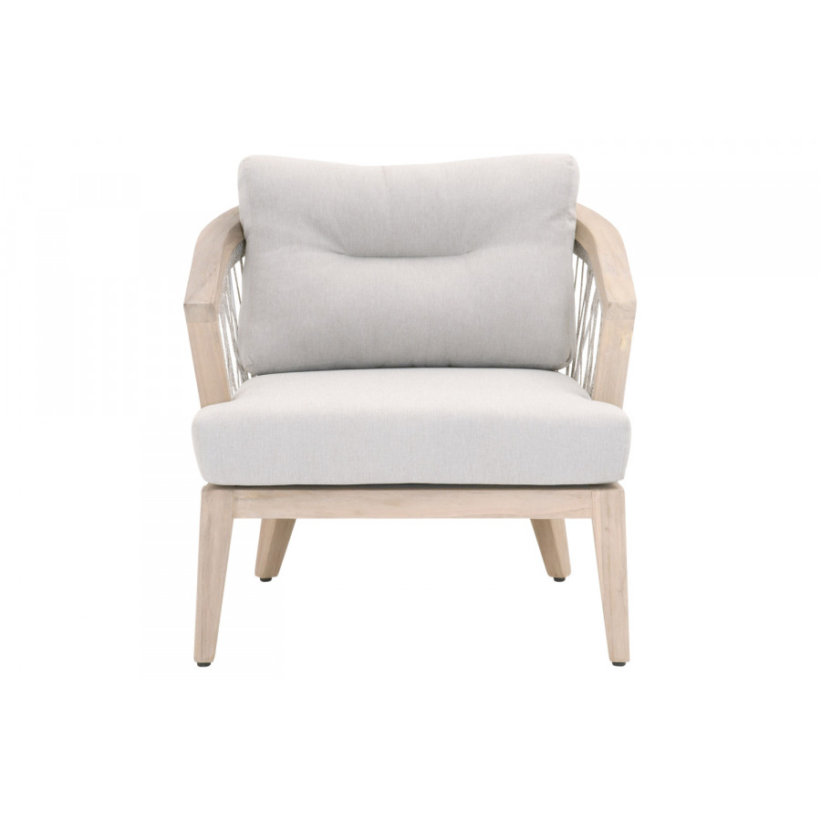 Essentials - Woven Web Outdoor Club Chair in Taupe White