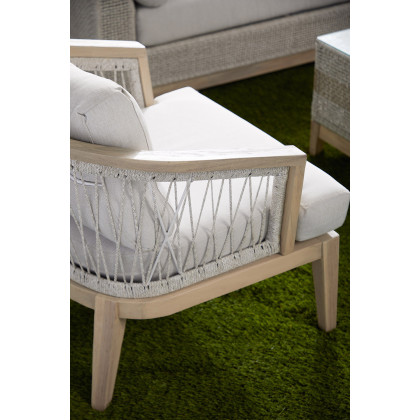Essentials - Woven Web Outdoor Club Chair in Taupe White