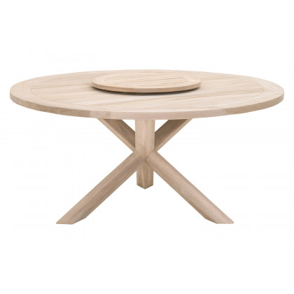 Essentials - Woven Boca Outdoor 63" Round Dining Table in Gray Teak