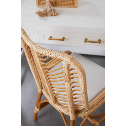 Essentials Woven Laguna Dining Chair, Set of 2 - Natural Sanded Peel White Speckle