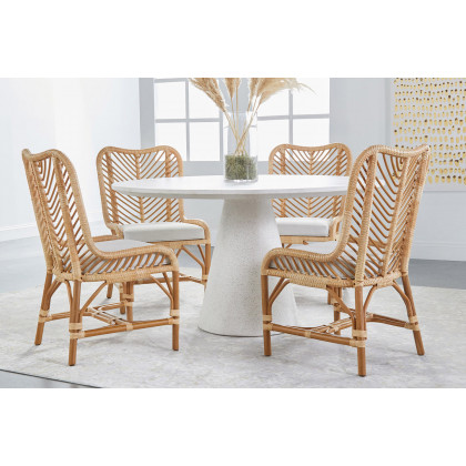 Essentials Woven Laguna Dining Chair, Set of 2 - Natural Sanded Peel White Speckle