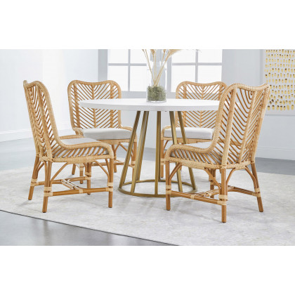 Essentials Woven Laguna Dining Chair, Set of 2 - Natural Sanded Peel White Speckle
