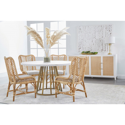 Essentials Woven Laguna Dining Chair, Set of 2 - Natural Sanded Peel White Speckle