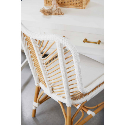 Essentials Woven Laguna Dining Chair, Set of 2 - White Synthetic Peel White Speckle