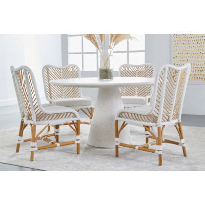 Essentials Woven Laguna Dining Chair, Set of 2 - White Synthetic Peel White Speckle