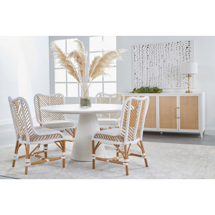 Essentials Woven Laguna Dining Chair, Set of 2 - White Synthetic Peel White Speckle