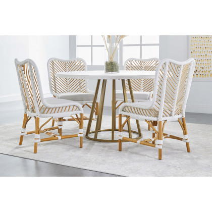 Essentials Woven Laguna Dining Chair, Set of 2 - White Synthetic Peel White Speckle