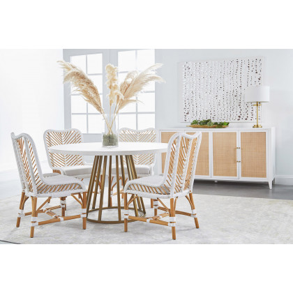 Essentials Woven Laguna Dining Chair, Set of 2 - White Synthetic Peel White Speckle