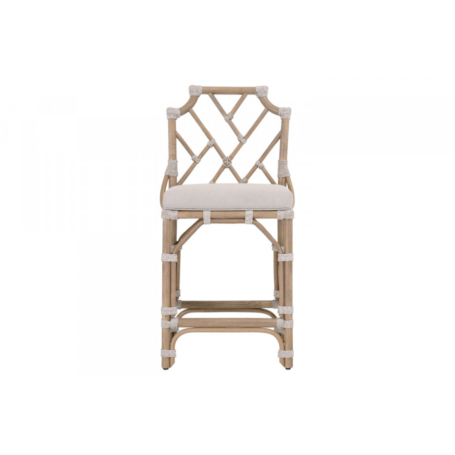 Essentials - Woven Bayview Counter Stool in Old Gray Rattan Pumice White Taupe