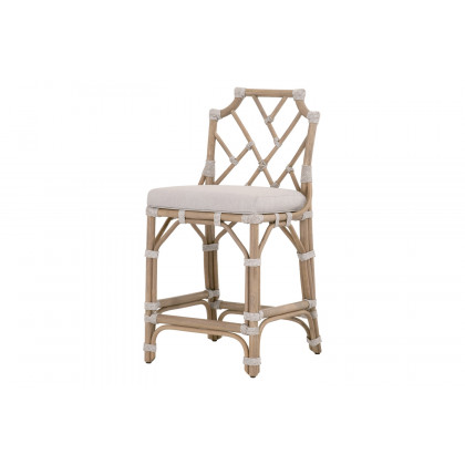 Essentials - Woven Bayview Counter Stool in Old Gray Rattan Pumice White Taupe