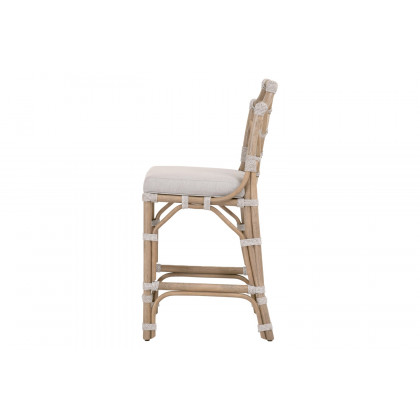 Essentials - Woven Bayview Counter Stool in Old Gray Rattan Pumice White Taupe