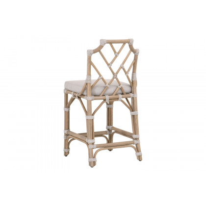 Essentials - Woven Bayview Counter Stool in Old Gray Rattan Pumice White Taupe