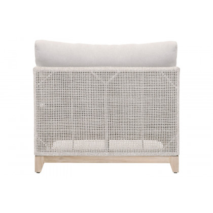 Essentials - Woven Tropez Outdoor Modular Armless Sofa Chair in Gray Teak/Taupe & White Flat, Performance Pumice