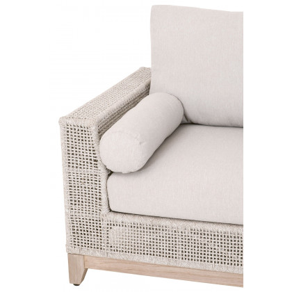 Essentials Woven Tropez Outdoor Modular Left Facing 1-Arm Sofa - Gray Teak/Taupe & White Flat, Performance Pumice