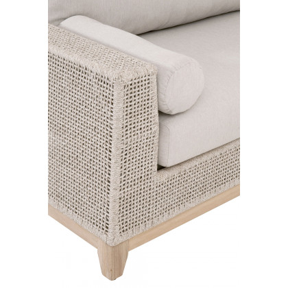 Essentials Woven Tropez Outdoor Modular Left Facing 1-Arm Sofa - Gray Teak/Taupe & White Flat, Performance Pumice
