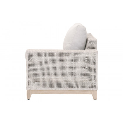 Essentials Woven Tropez Outdoor Modular Right Facing 1-Arm Sofa - Gray Teak/Taupe & White Flat, Performance Pumice