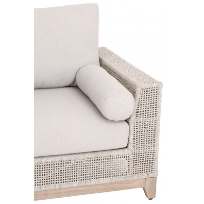 Essentials Woven Tropez Outdoor Modular Right Facing 1-Arm Sofa - Gray Teak/Taupe & White Flat, Performance Pumice