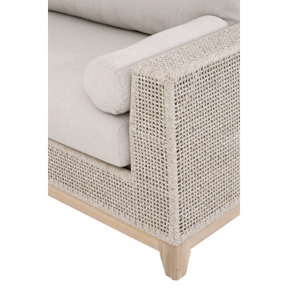 Essentials Woven Tropez Outdoor Modular Right Facing 1-Arm Sofa - Gray Teak/Taupe & White Flat, Performance Pumice
