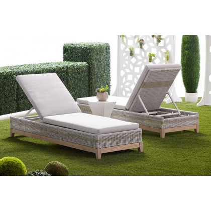 Essentials - Woven Tapestry Outdoor Chaise Lounge in Taupe