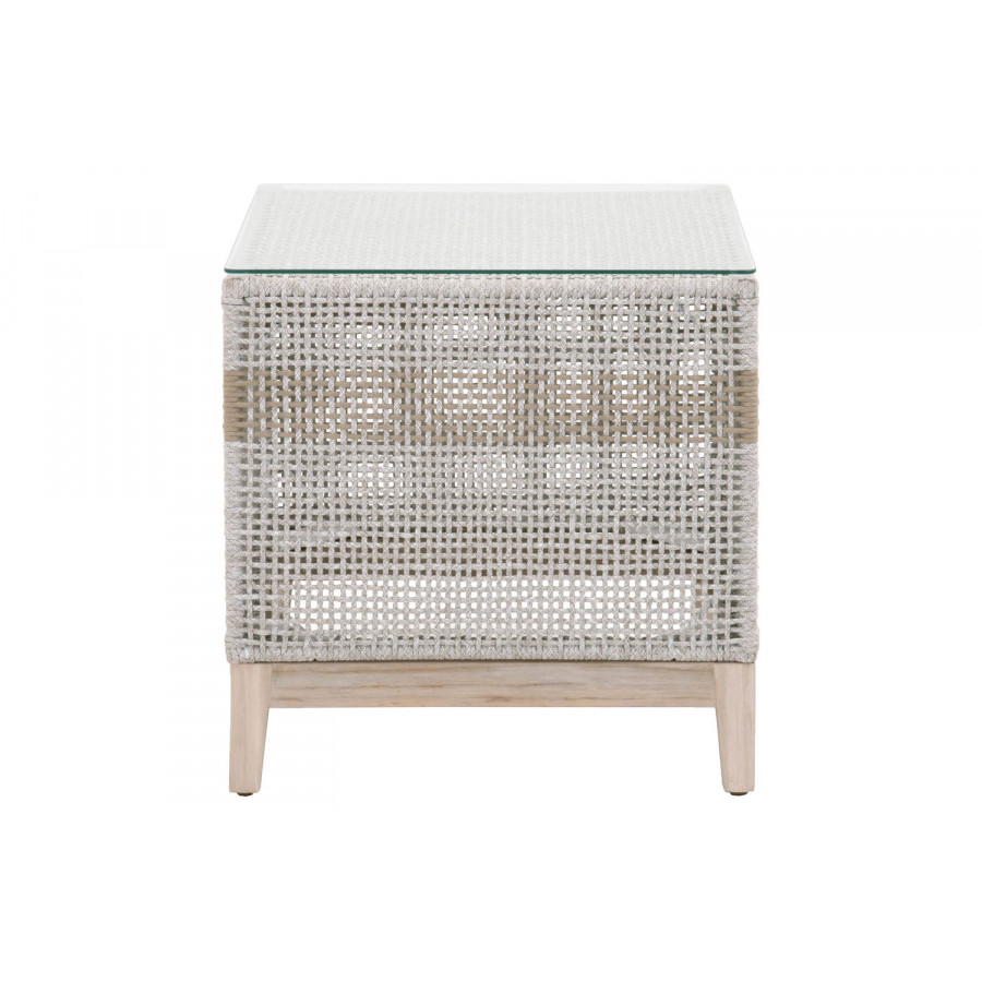 Essentials - Woven Tapestry Outdoor End Table in Taupe