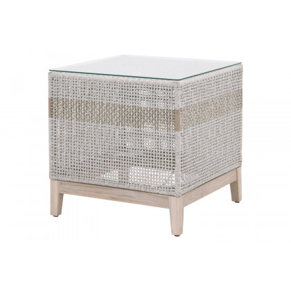 Essentials - Woven Tapestry Outdoor End Table in Taupe