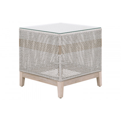 Essentials - Woven Tapestry Outdoor End Table in Taupe