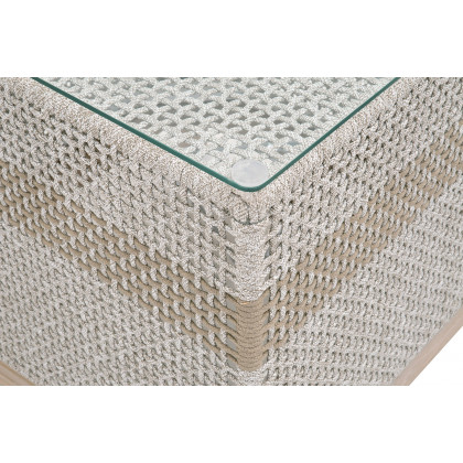 Essentials - Woven Tapestry Outdoor End Table in Taupe