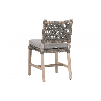 Essentials Woven Costa Outdoor Dining Chair, Set of 2 - Dove Flat Rope Gray Teak