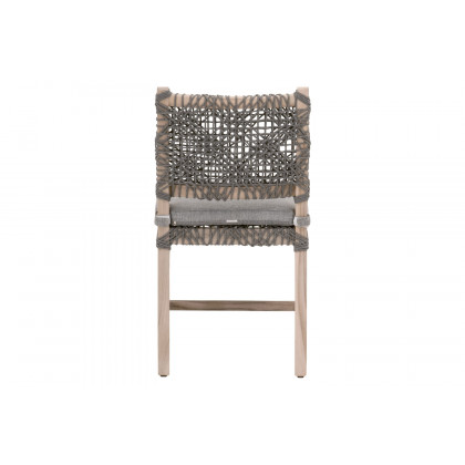 Essentials Woven Costa Outdoor Dining Chair, Set of 2 - Dove Flat Rope Gray Teak